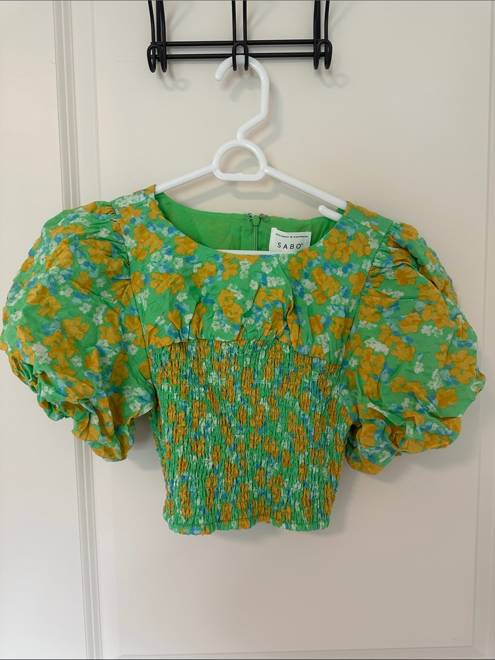 SABO cropped puff sleeve top